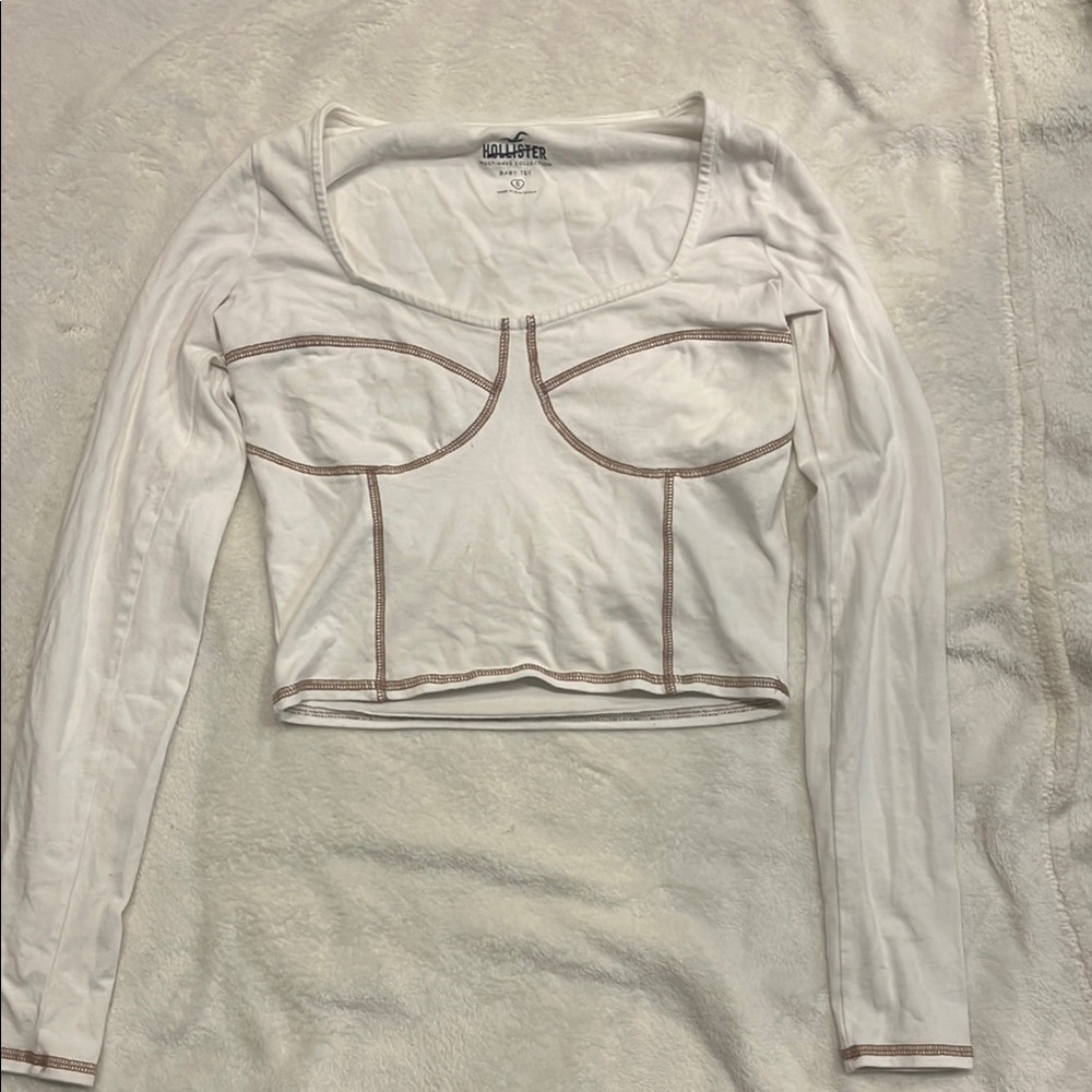 Hollister Cream Fitted Bustier Bodysuit